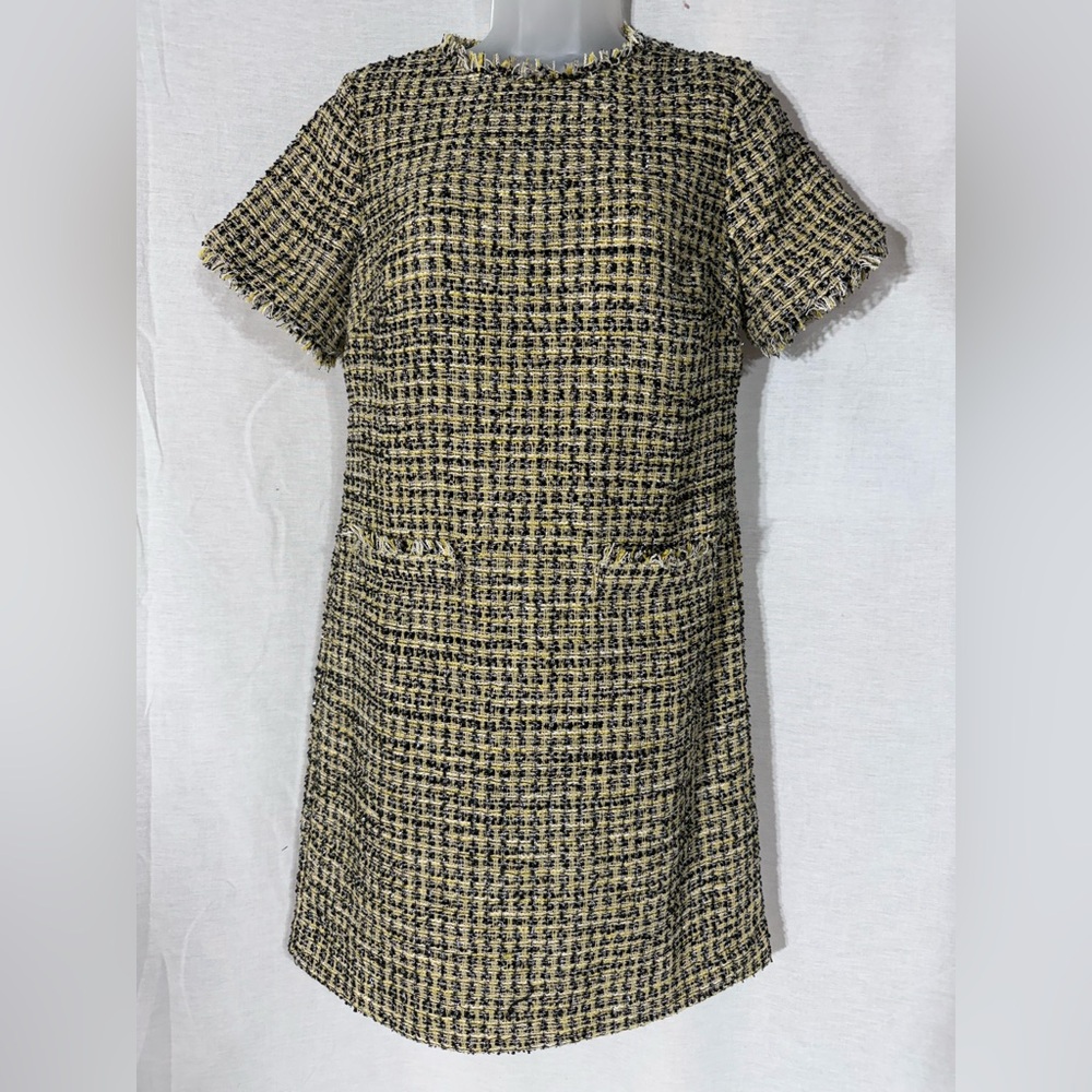 Ann Taylor Black and Cream Tweed Mini Dress